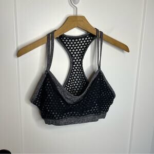 Glyder Grey & Black Mesh Overlay Racerback Sports Bra Size XL